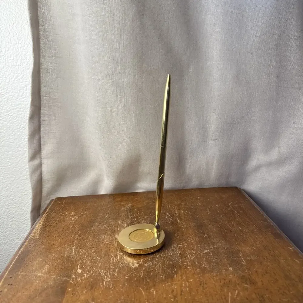 BYU Gold Plated Desk Set Ballpoint Pen Stand‎ Collector Office Alumni Gift Decor